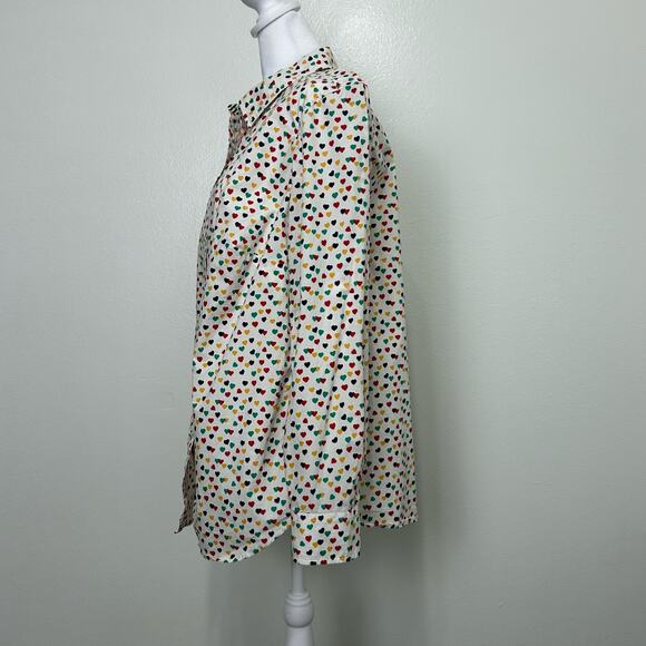 Talbots Hearts Button up Shirt 0X Plus Women Colorful Blue Red Long Sleeve - Picture 8 of 12